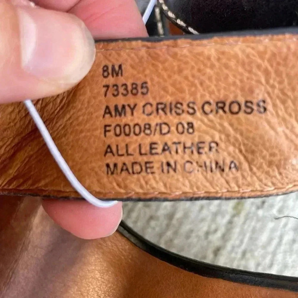 Frye Amy criss cross black leather heels size 8 Block Strappy - Picture 6 of 7